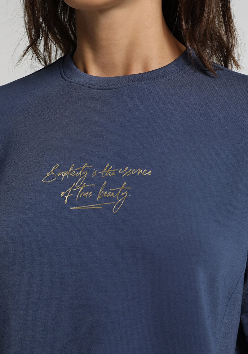 Imagine a Tricou Cu Maneca Scurta De Dama Albastru Marin Regular Fit