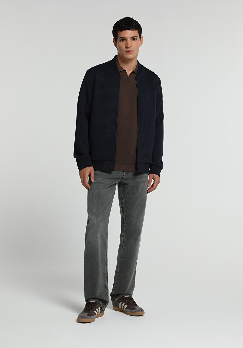 Imagine a Jacheta De Barbati Albastru Marin Slim Fit