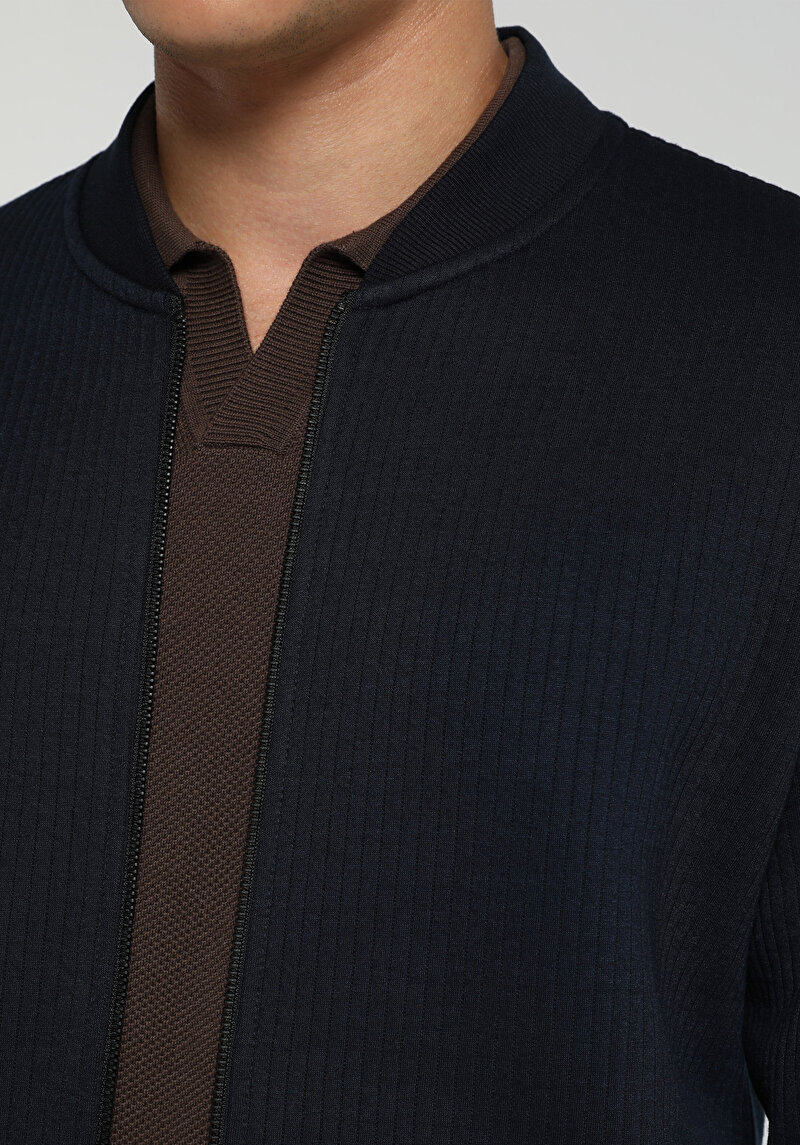 Imagine a Jacheta De Barbati Albastru Marin Slim Fit