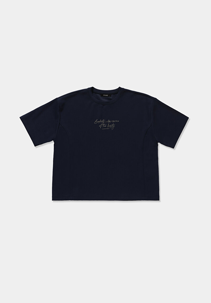 Imagine a Tricou Cu Maneca Scurta De Dama Albastru Marin Regular Fit