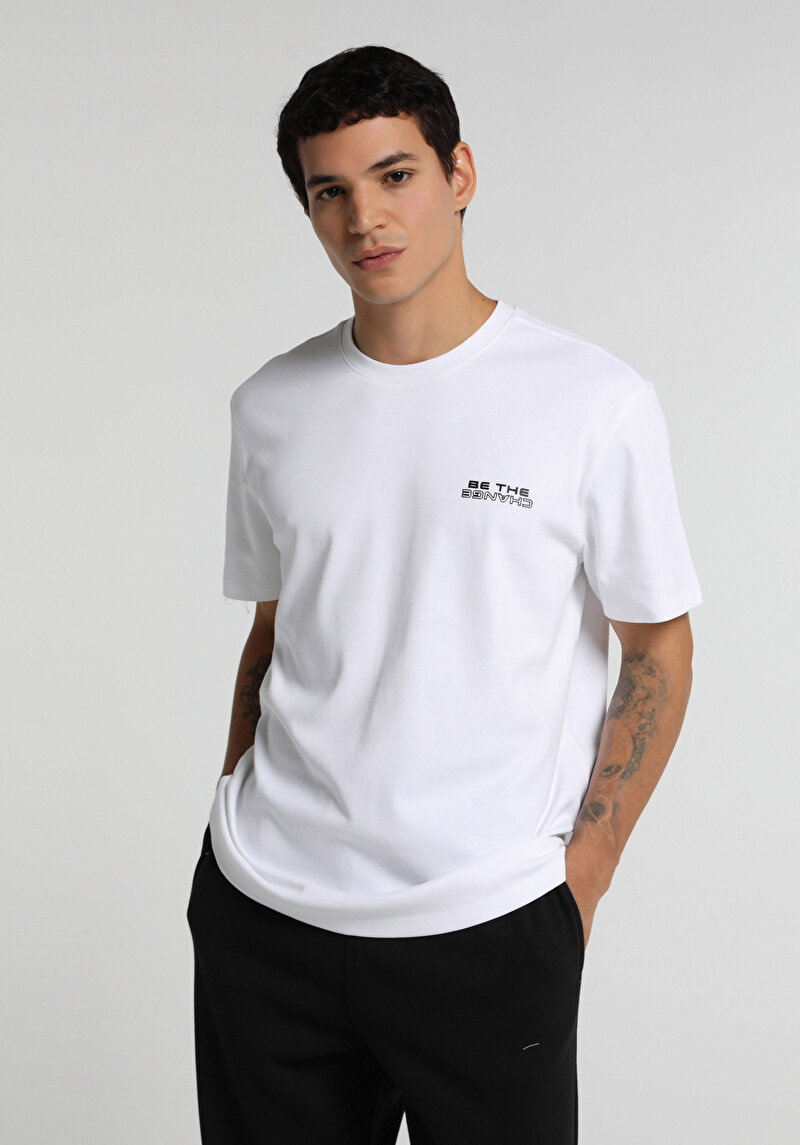 Imagine a Tricou Cu Maneca Scurta De Barbati Alb Regular Fit