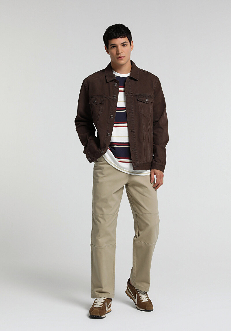 Imagine a Pantaloni De Barbati Bej Relaxed Fit