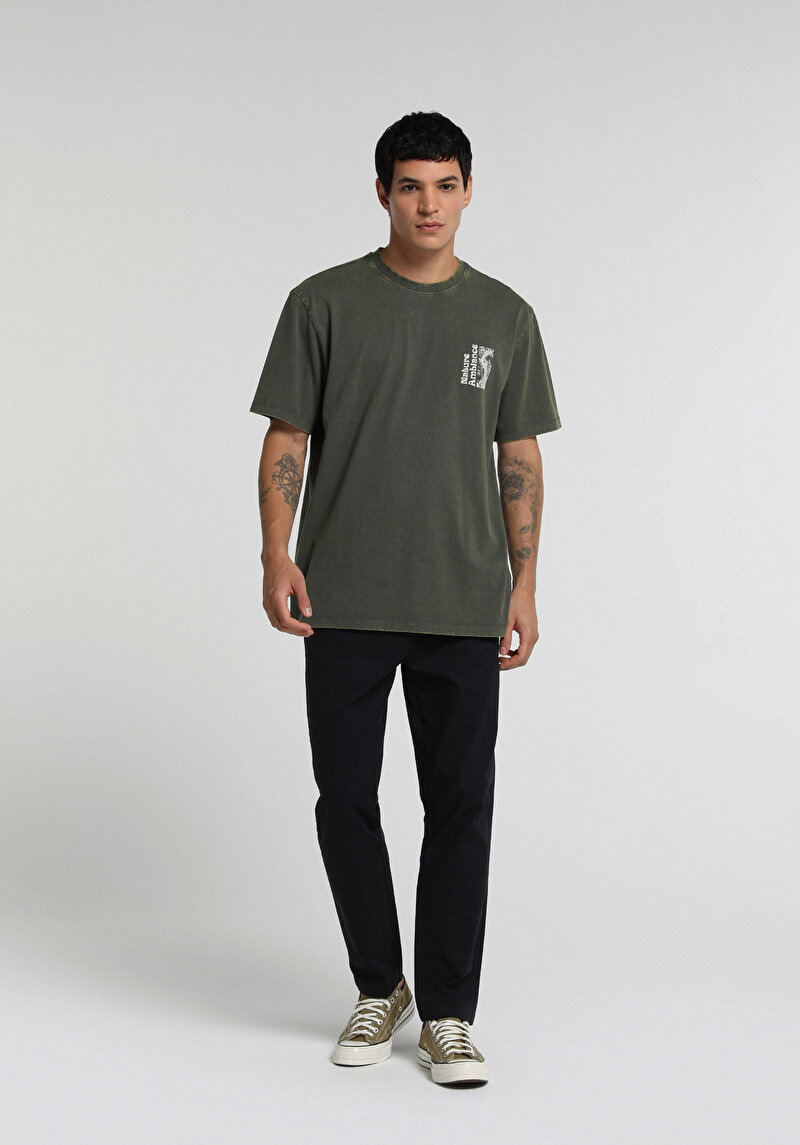 Imagine a Tricou Cu Maneca Scurta De Barbati Kaki Relaxed Fit