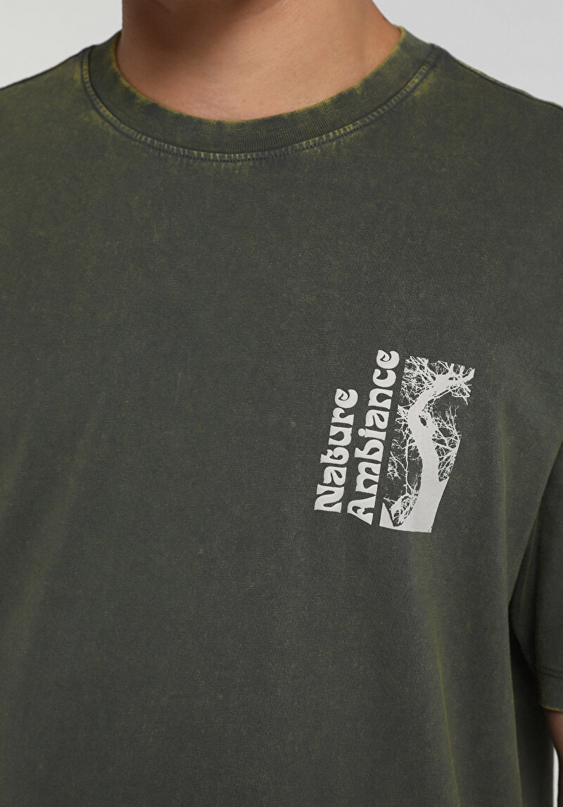 Imagine a Tricou Cu Maneca Scurta De Barbati Kaki Relaxed Fit