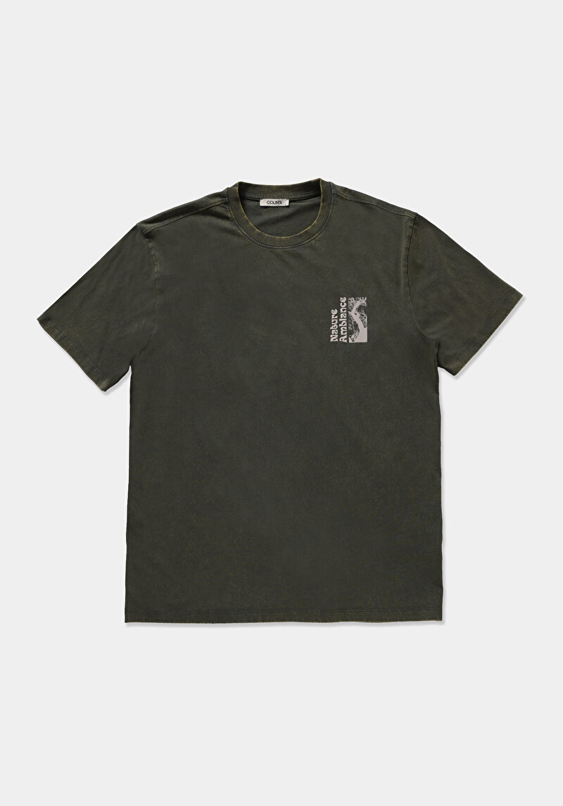 Imagine a Tricou Cu Maneca Scurta De Barbati Kaki Relaxed Fit