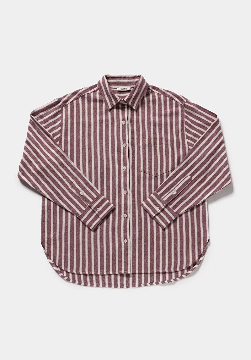 Imagine a Camasa Cu Maneca Lunga De Dama Bordo Boyfriend Fit