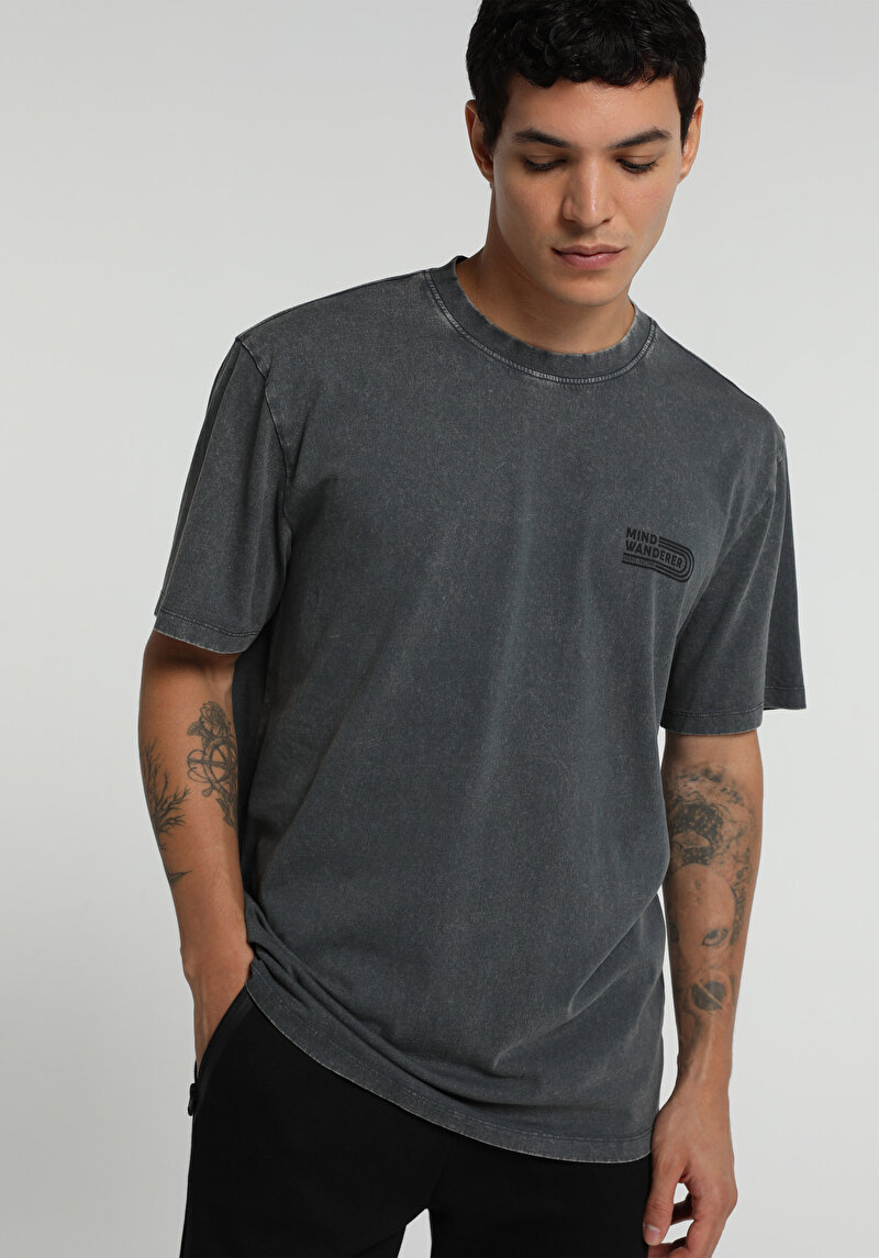 Imagine a Tricou Cu Maneca Scurta De Barbati Antracit Relaxed Fit