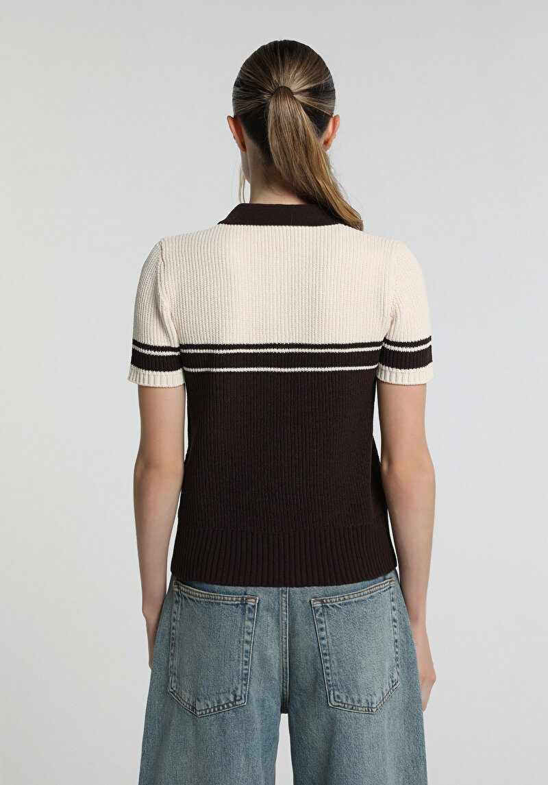 Imagine a Pulover Cu Mâneci Scurte De Dama Maro Slim Fit
