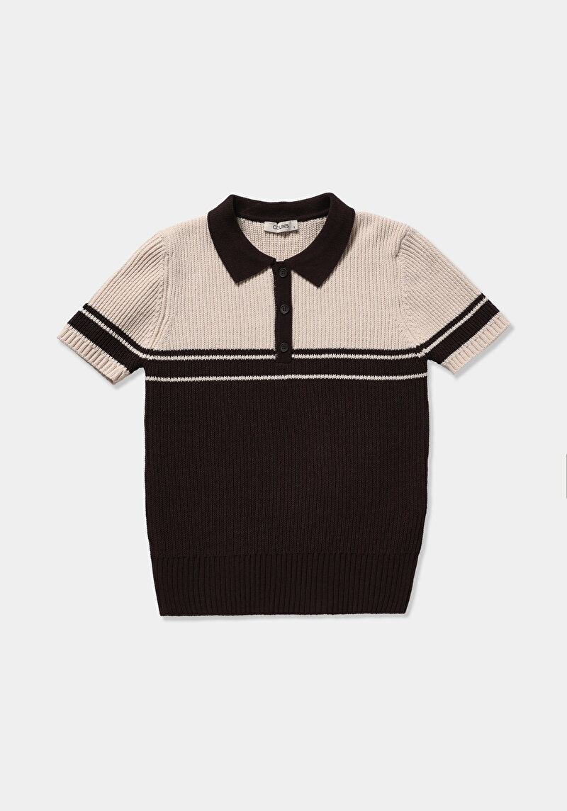Imagine a Pulover Cu Mâneci Scurte De Dama Maro Slim Fit
