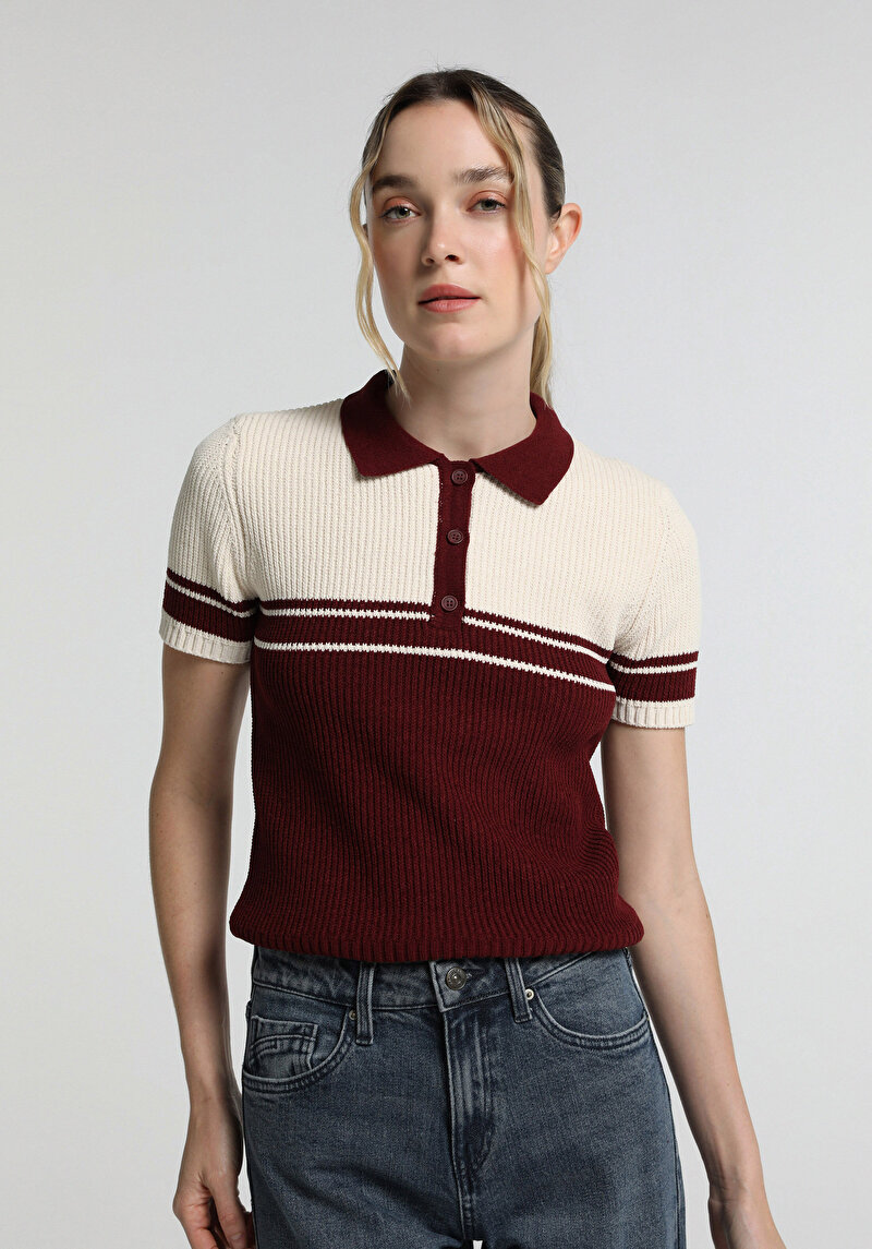 Imagine a Pulover Cu Mâneci Scurte De Dama  Slim Fit