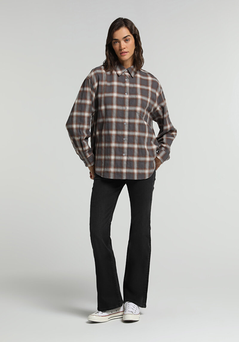 Imagine a Camasa Cu Maneca Lunga De Dama Multicolor Oversize