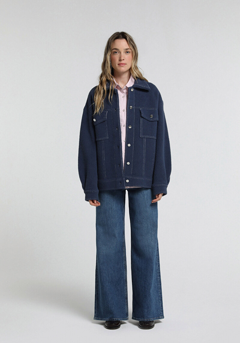 Imagine a Jacheta De Dama Albastru Marin Regular Fit