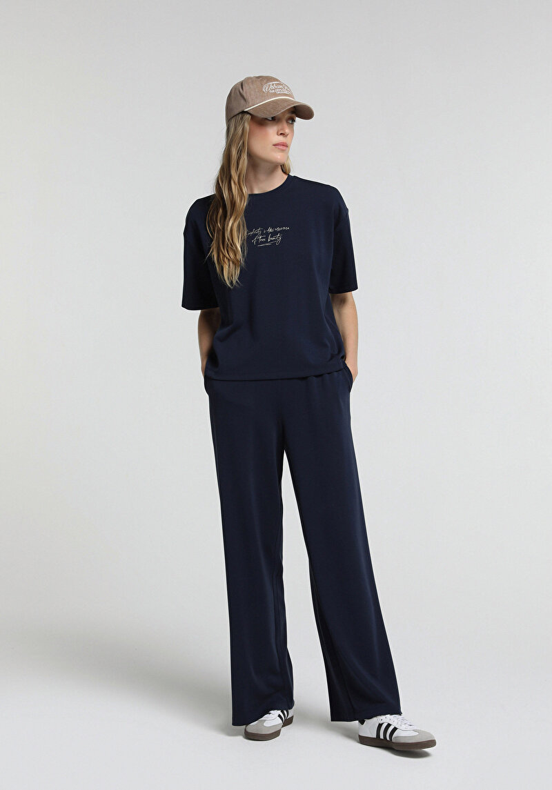 Imagine a Pantaloni De Trening De Dama Albastru Marin Regular Fit