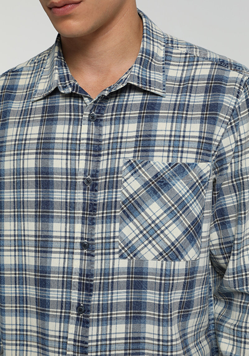 Imagine a Camasa Cu Maneca Lunga De Barbati Albastru Regular Fit