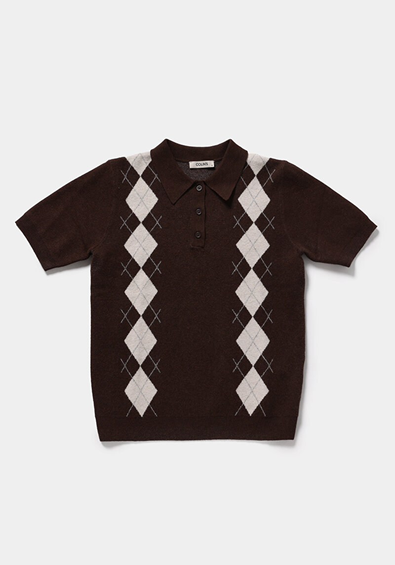 Imagine a Pulover Cu Mâneci Scurte De Dama Maro Slim Fit