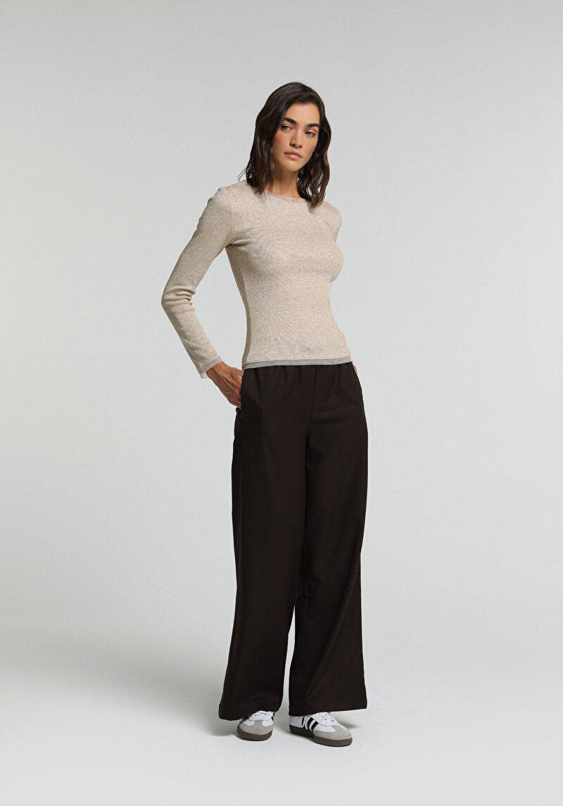 Imagine a Pulover De Dama Bej Slim Fit