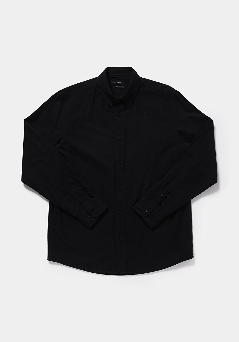 Imagine a Camasa Cu Maneca Lunga De Barbati Negru Regular Fit  Cl1073845