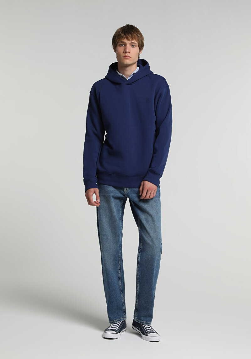 Imagine a Hanorac / Bluza De Barbati Albastru Relaxed Fit