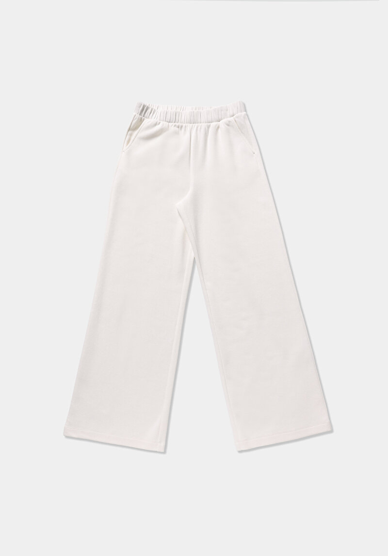 Imagine a Pantaloni De Trening De Dama Alb Regular Fit