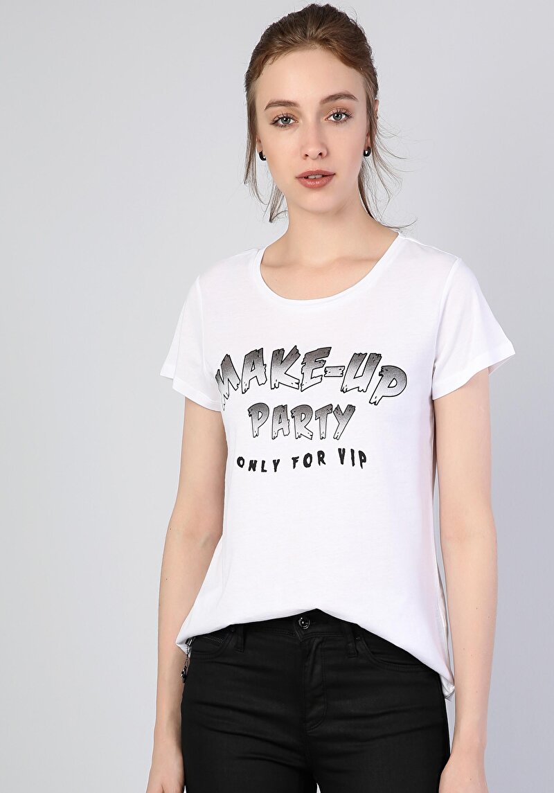 Imagine a Tricou Cu Maneca Scurta De Dama Alb Regular Fit  Cl1042620