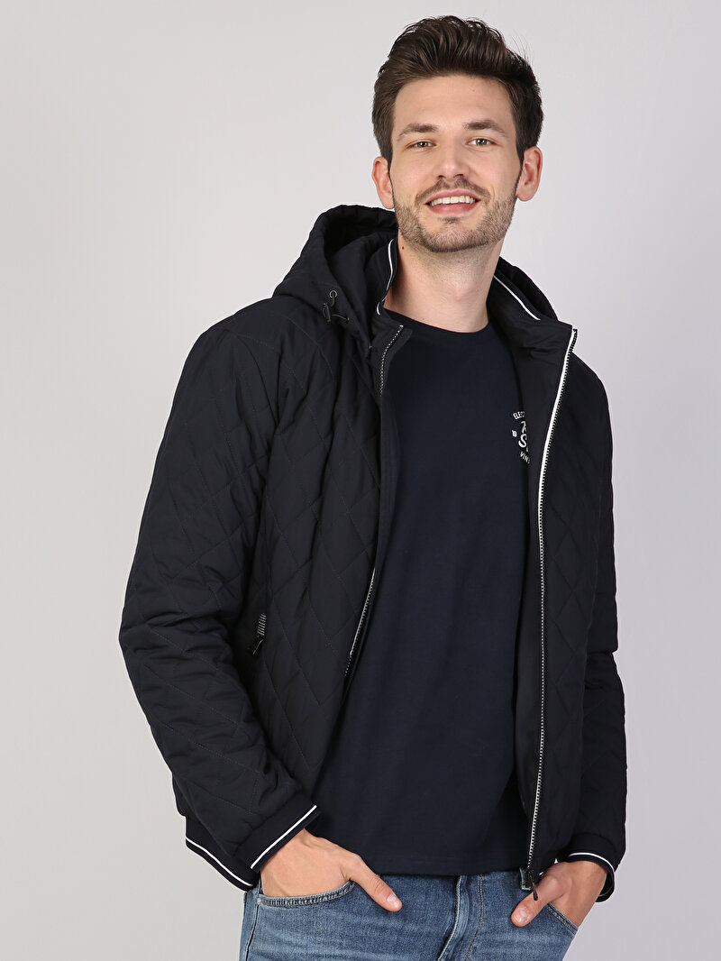 Imagine a Jacheta De Barbati Albastru Marin Slim Fit 