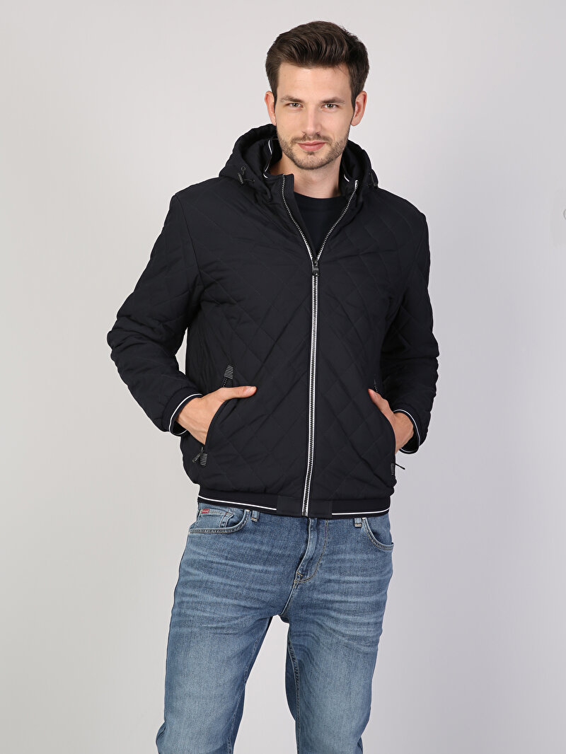 Afișați detalii pentru Jacheta De Barbati Albastru Marin Slim Fit 