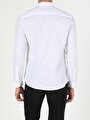thumb-Afișați detalii pentru Alb Barbati Camasa Cu Maneca Lunga Slim Fit
