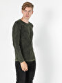 thumb-Afișați detalii pentru Pulover Verde Pentru Bărbați Cu Gât Rotund Slim Fit