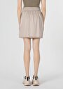 thumb-Afișați detalii pentru Mini Fustă Bej Pentru Femei Cu Nasturi Plati