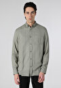 thumb-Afișați detalii pentru Camasa Cu Maneca Lunga De Barbati Kaki Regular Fit  Cl1062133