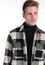thumb-Afișați detalii pentru Cămașă Comfort Fit Neck Checkered Cămașă Neagră Cu Mânecă Lungă Pentru Bărbați
