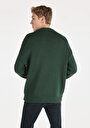 thumb-Afișați detalii pentru Pulover Verde Pentru Bărbați Comfort Fit Round Neck Jacquard