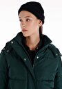 thumb-Afișați detalii pentru Regular Fit Glugă Căptușit Cu Fermoar Verde Pentru Femei