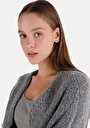 thumb-Afișați detalii pentru Cardigan Gri Pentru Femei Regular Fit
