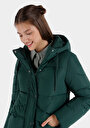 thumb-Afișați detalii pentru Regular Fit Glugă Căptușit Cu Fermoar Verde Pentru Femei