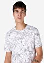 thumb-Afișați detalii pentru Regular Fit Round Neck Printed Tricou Alb Cu Mânecă Scurtă Pentru Bărbați