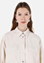 thumb-Afișați detalii pentru Cămașă Cu Gât Drept Cămașă Cu Mânecă Lungă Ecru Pentru Femei