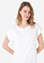 thumb-Afișați detalii pentru Regular Fit Round Neck Drept Tricou Alb Cu Mânecă Scurtă Pentru Femei