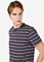 thumb-Afișați detalii pentru Regular Fit Round Neck Striped Tricou Cu Mânecă Scurtă Antracit Pentru Bărbați