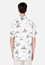 thumb-Afișați detalii pentru Cămașă Cu Gât İmprimat Cămașă Albă Cu Mânecă Scurtă Pentru Bărbați