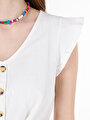 thumb-Afișați detalii pentru Tricou Cu Maneca Scurta De Dama Alb Regular Fit  Cl1069154