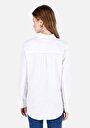 thumb-Afișați detalii pentru Regular Fit Cămașă Decolteu Drept Cămașă Albă Cu Mânecă Lungă Pentru Femei