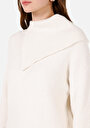thumb-Afișați detalii pentru Pulover Ecru Pentru Femei Regular Fit Turtleneck