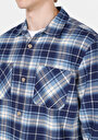 thumb-Afișați detalii pentru Cămașă Cu Gât În Carouri Cămașă Albastră Cu Mânecă Lungă Pentru Bărbați