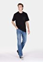 thumb-Afișați detalii pentru Regular Fit Talie Medie Picior Drept Blugi Indigo Pentru Bărbați
