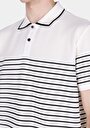 thumb-Afișați detalii pentru Regular Fit Polo Neck Jacquard Bărbați Alb Tricou Cu Mânecă Scurtă