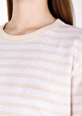 thumb-Afișați detalii pentru Regular Fit Round Neck Striped Tricou Cu Mânecă Scurtă Bej Pentru Femei