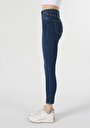 thumb-Afișați detalii pentru Skinny Fit Talie Înaltă Picior Îngust Blugi İndigo Pentru Femei