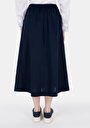 thumb-Afișați detalii pentru Fusta Midi Flat Button Fusta Bleumarin Pentru Femei