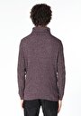 thumb-Afișați detalii pentru Pulover Slim Fit Turtle Neck Jacquard Pentru Bărbați Burgundy